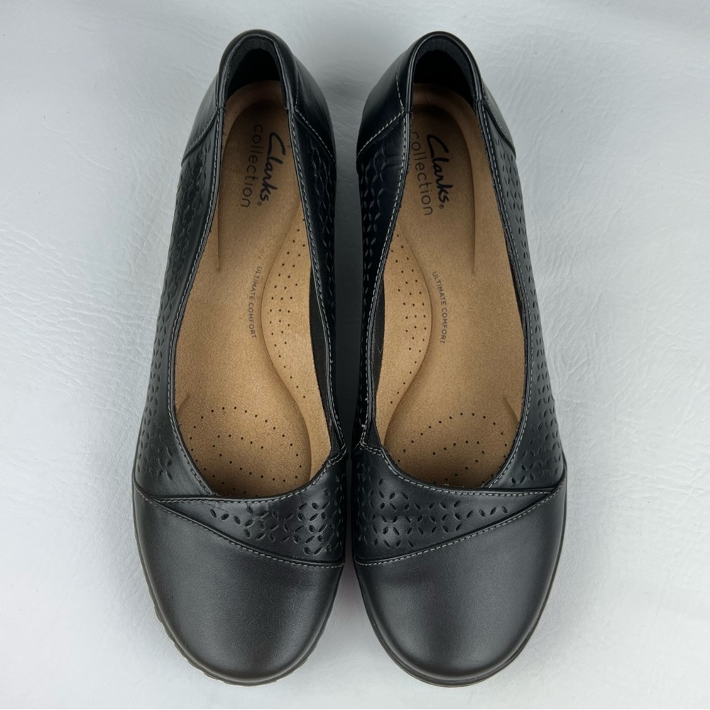 525ptu Clarks Black Flats Comfortable Loafers women’s 11